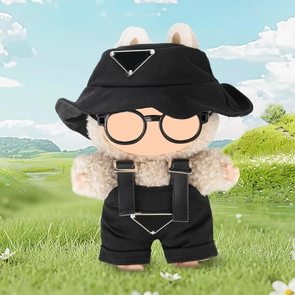 Clothing‎ Labubu 17cm 3 Pc Knit Doll Outfit Sweater Hat Camera Black No Doll